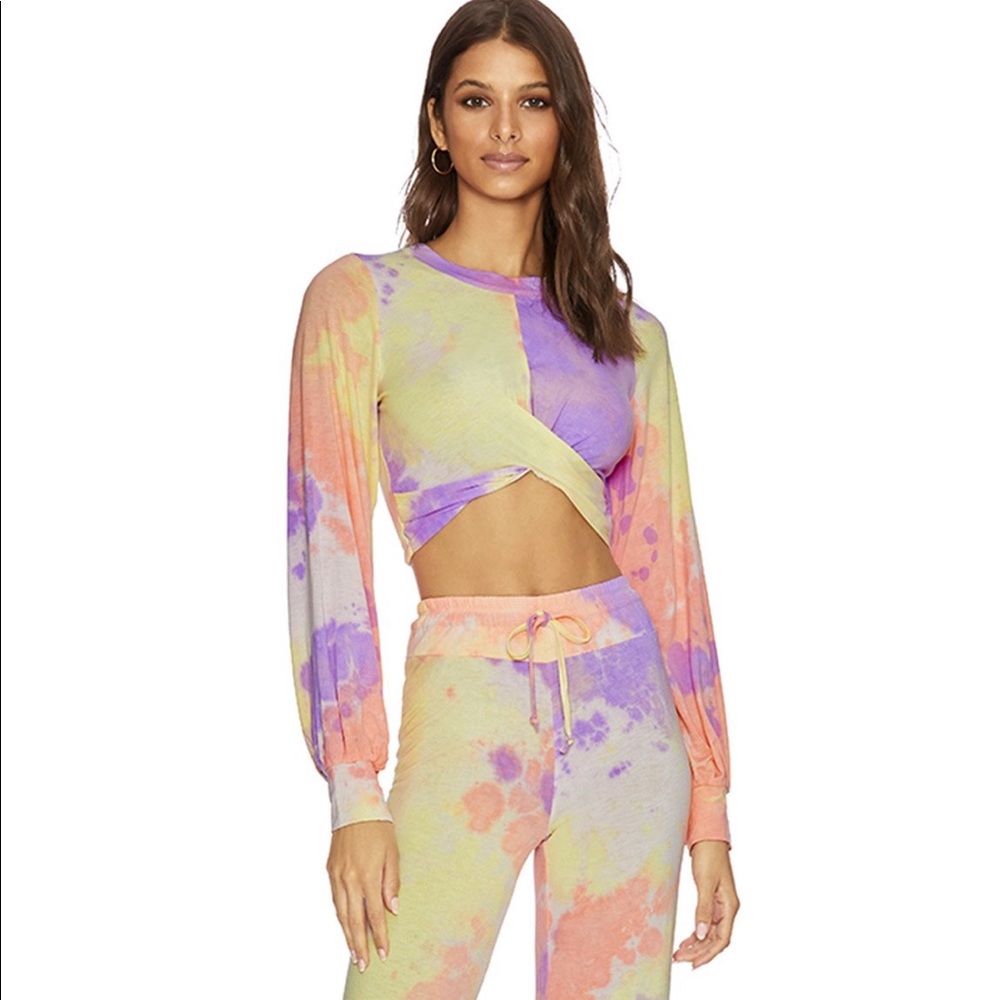 Beach Riot Tie-Dye Marley Crop Top + Flare Pants